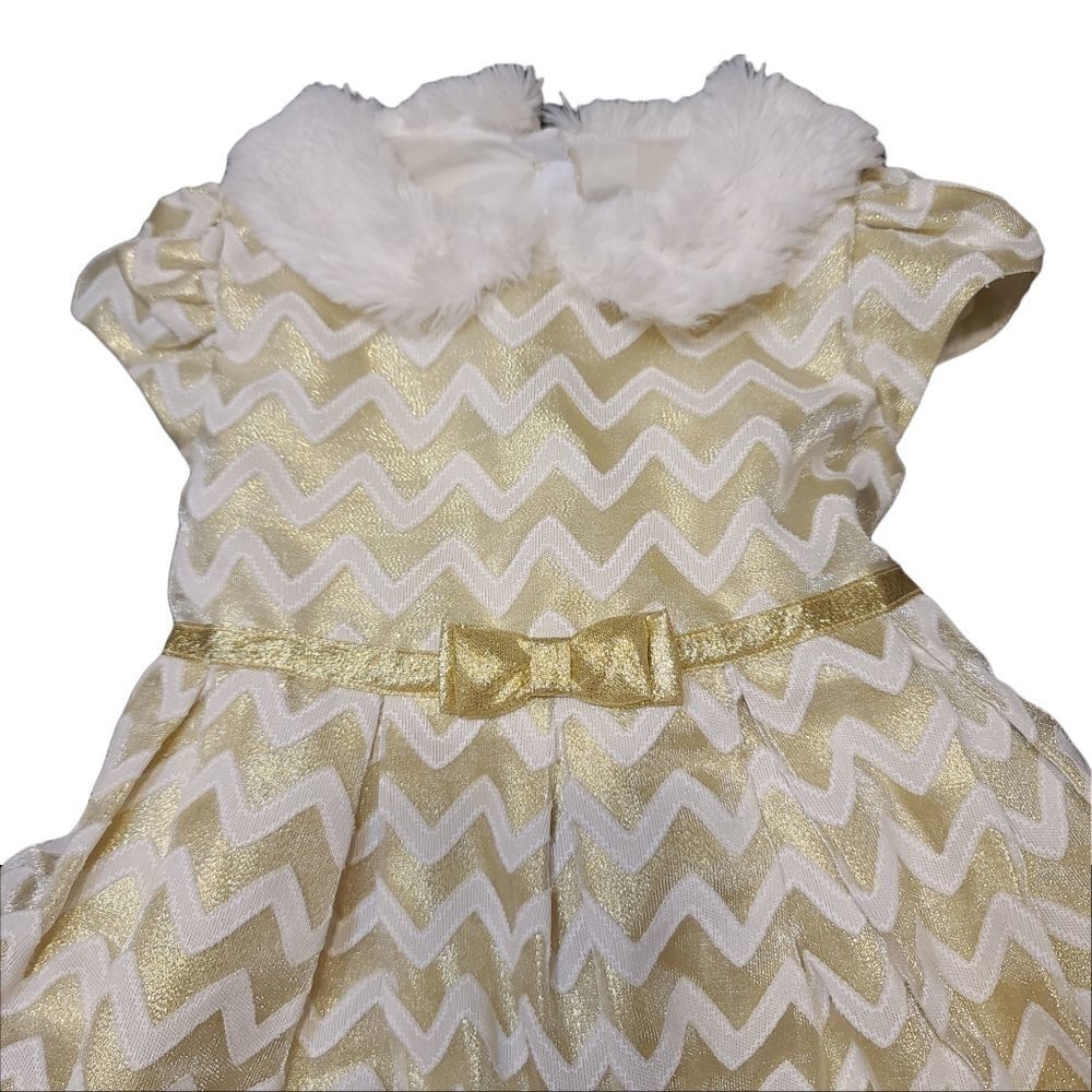 Gold Christmas Dress Holiday 4T - Picture 2 of 6